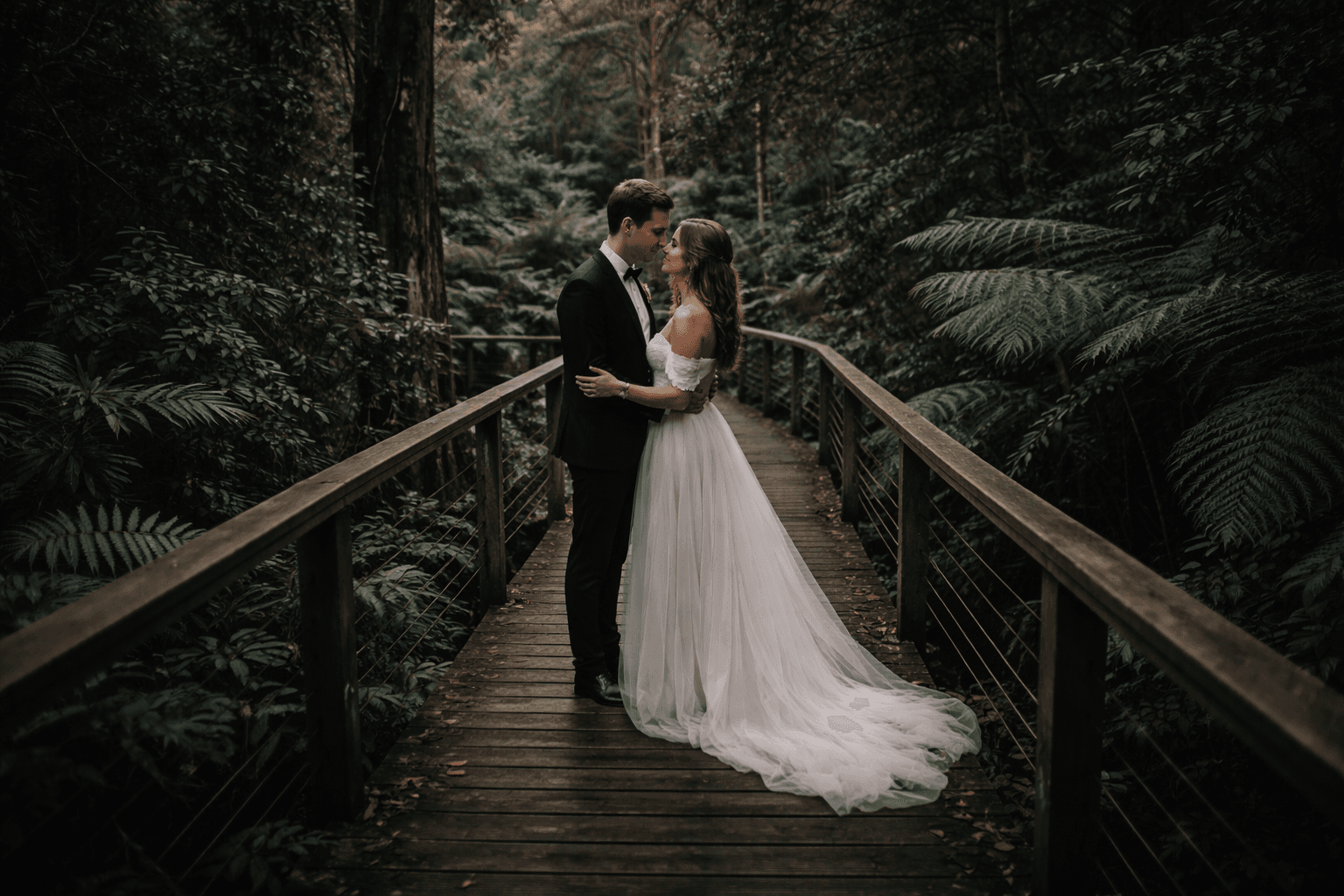 Wedding couple walking together